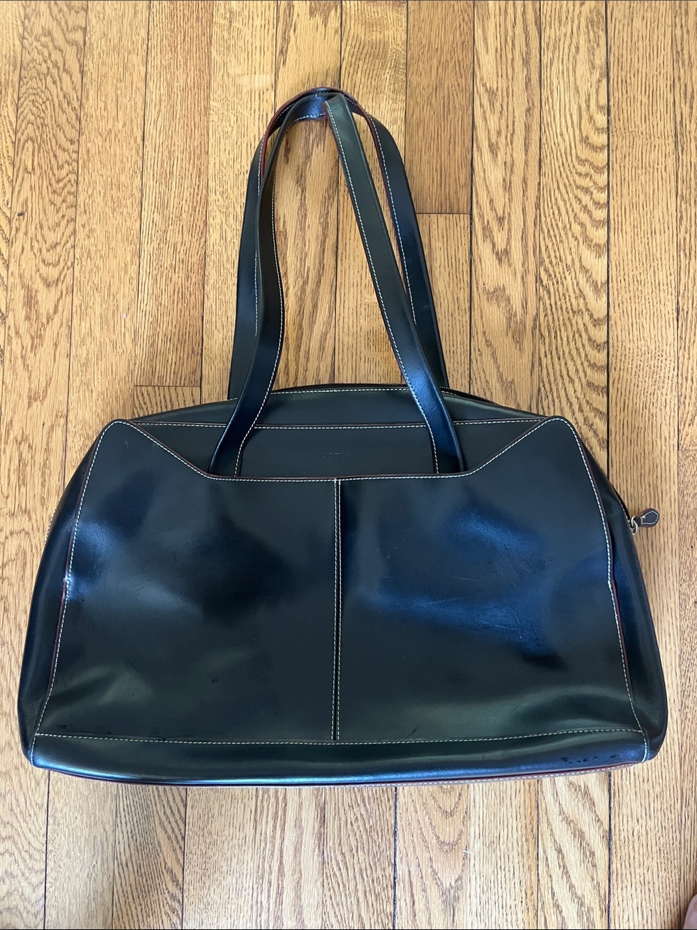 Lodis Black Leather Laptop Tote Bag